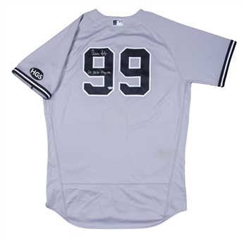2020 Aaron Judge Game Used, Signed & Inscribed New York Yankees Playoff Road Jersey Worn For 6 games and 2 Home Runs (Sports Investors, Fanatics & MLB Authenticated)